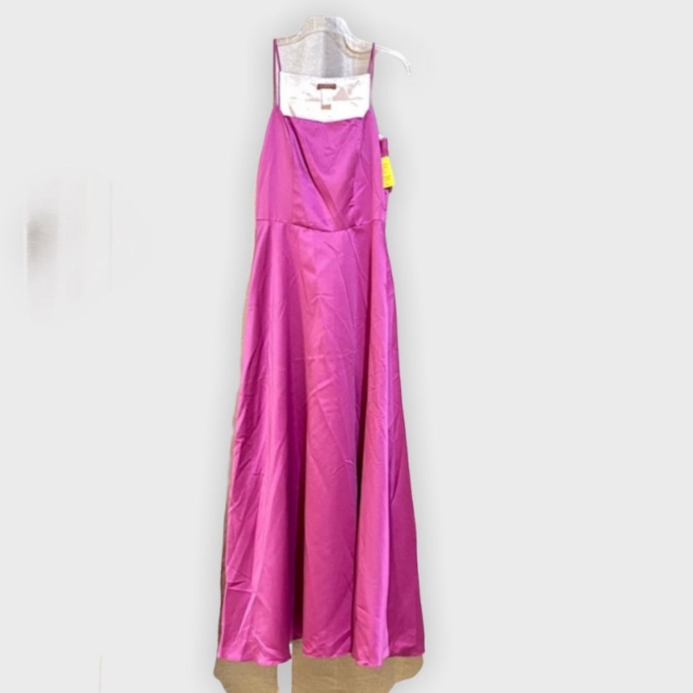 Georgette Formal Gown Maxi Prom Dress Fuchsia Size Large Hot Pink